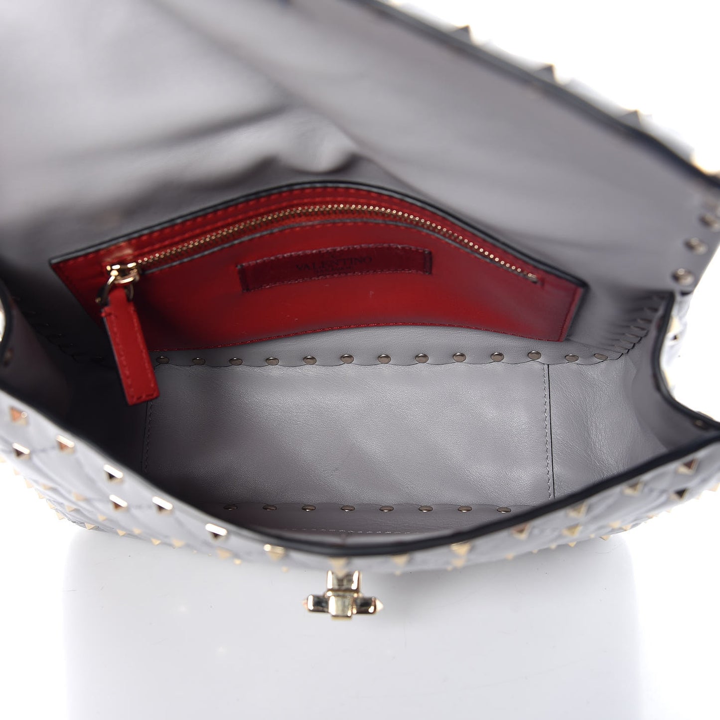 Nappa Medium Rockstud Spike Shoulder Bag Pastel Grey