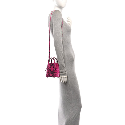 Balenciaga Calfskin Python Effect XXS Ville Top Handle Bag Fuchsia Black 2 of 10