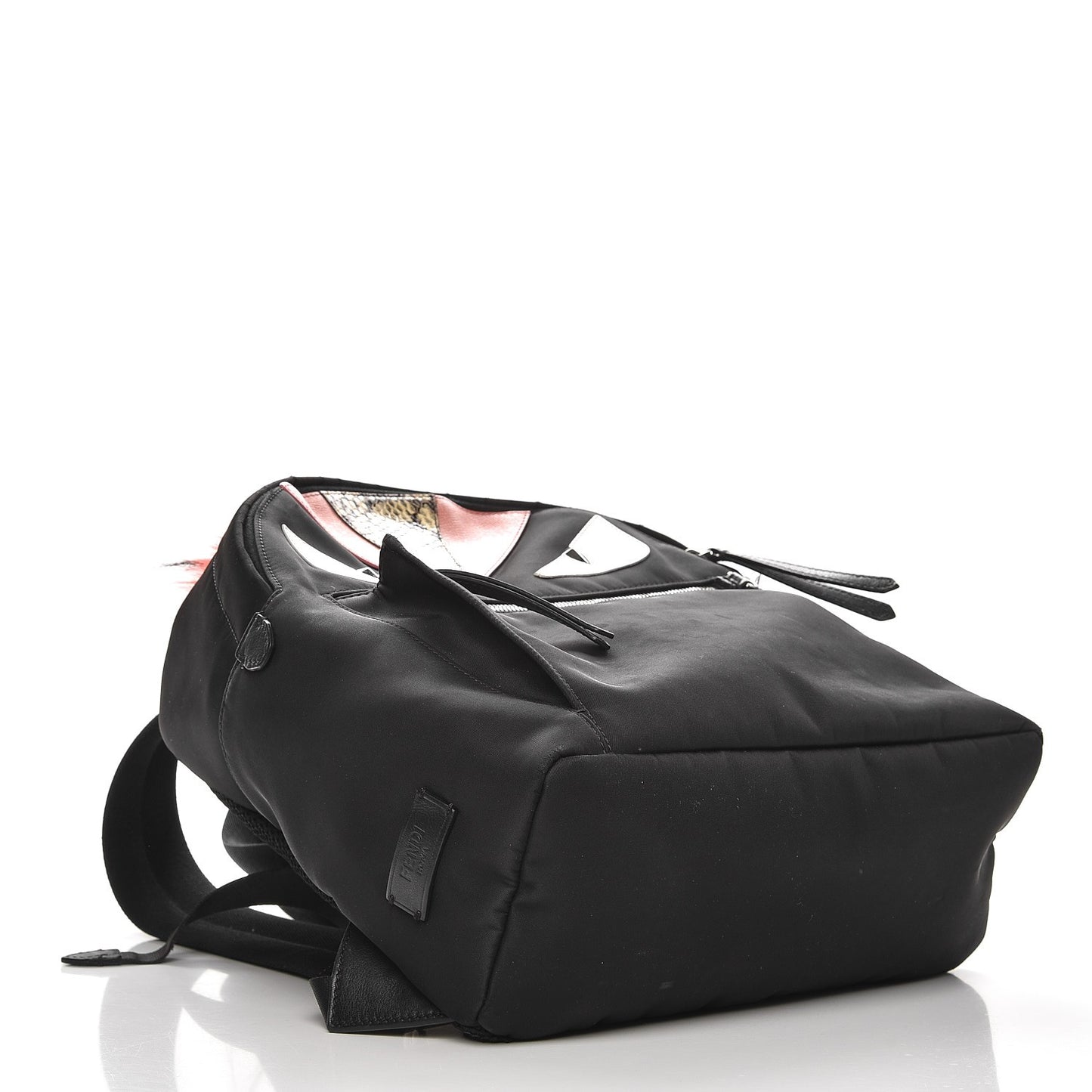 Nylon Vitello Dolce Elaphe Fox Fur Monster Eyes Backpack Black Natural Bordeaux Multicolor