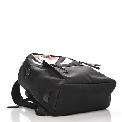 Fendi Nylon Vitello Dolce Elaphe Fox Fur Monster Eyes Backpack Black Natural Bordeaux Multicolor 4 of 10