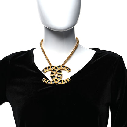 Chanel Resin Along The Nile CC Pendant Necklace Gold Black 2 of 5