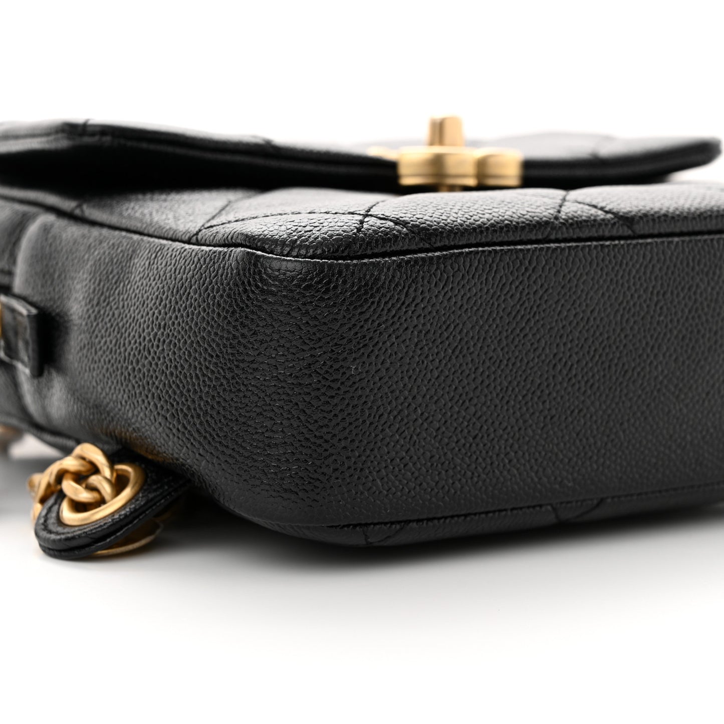 Shiny Caviar Quilted Chain Melody Backpack Black