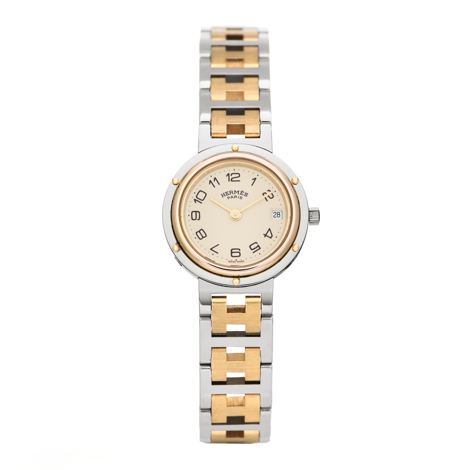 Hermes Stainless Steel 24mm Clipper Quartz Watch Gold 1 of 4