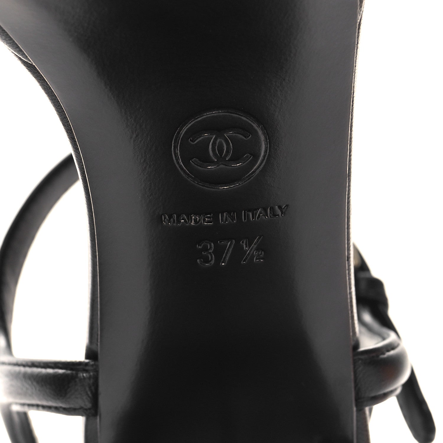 Chanel Lambskin Logo Platform Sandals 37.5 Black 7 of 9