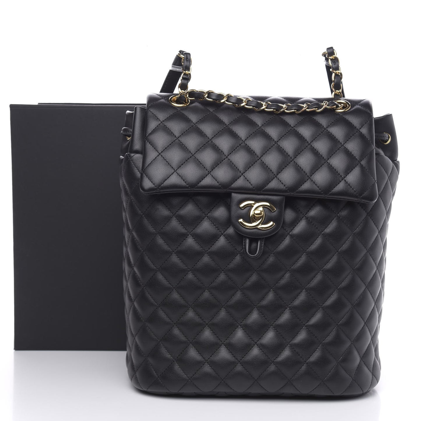 Calfskin Quilted Large Urban Spirit Backpack Black