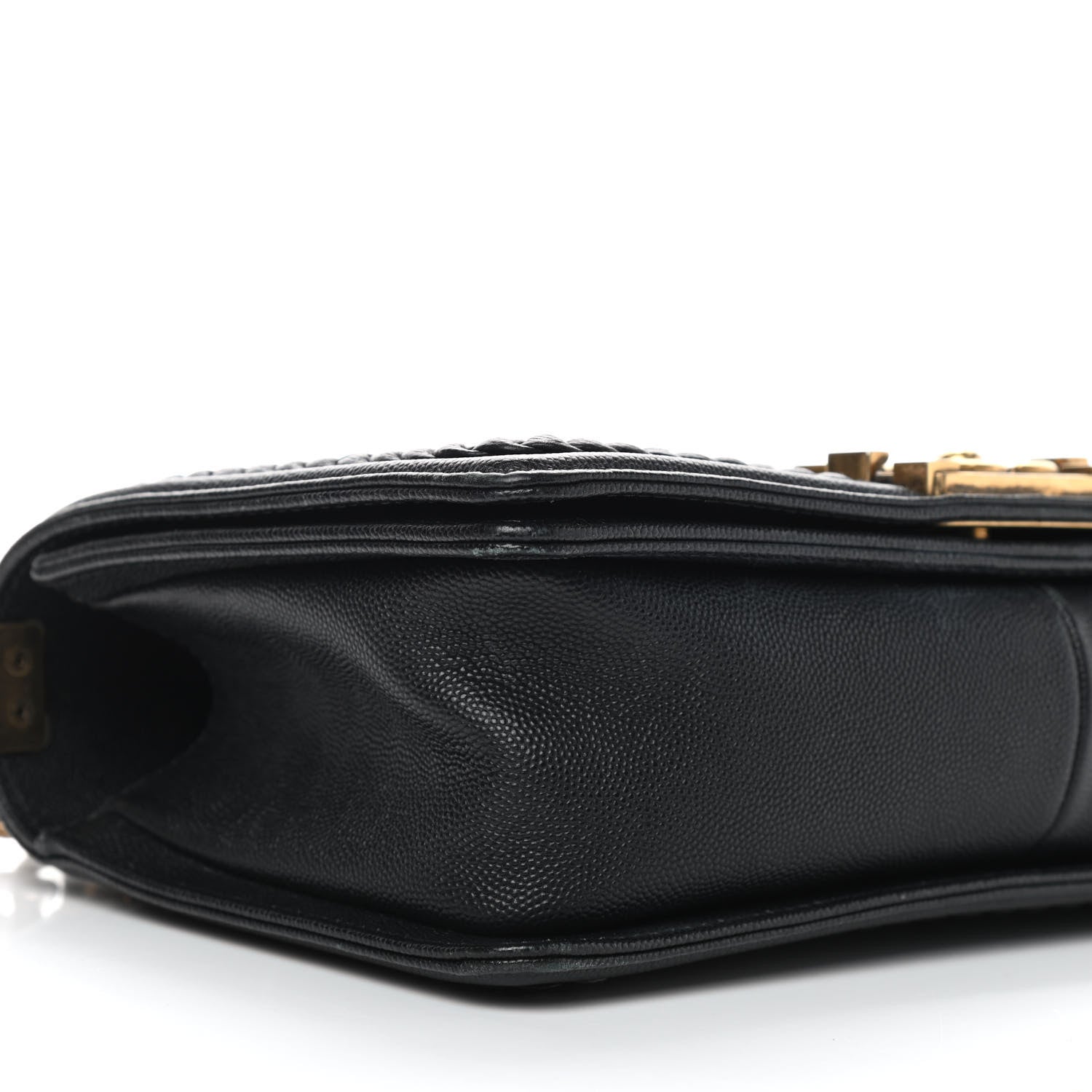 Chanel Caviar Chevron Quilted Braided Medium Boy Flap Black 8 of 10