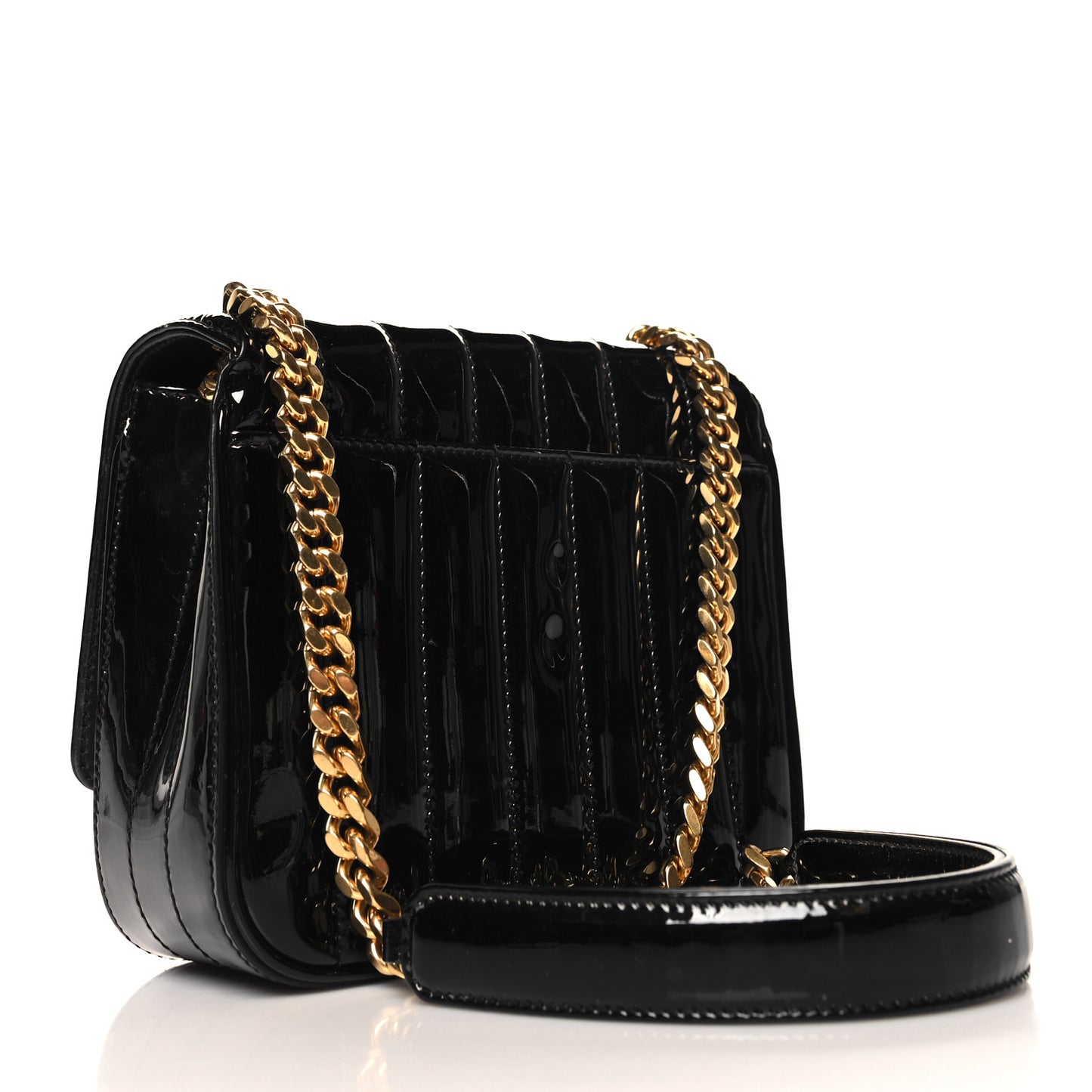 Patent Matelasse Monogram Small Vicky Chain Bag Black