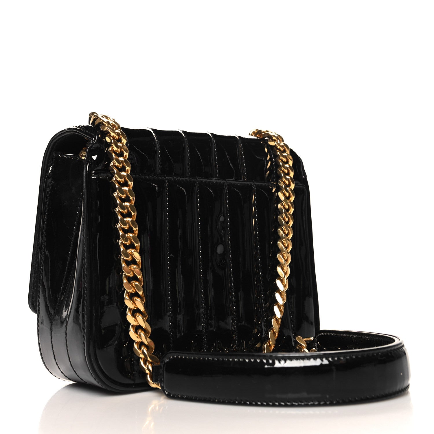 Saint Laurent Patent Matelasse Monogram Small Vicky Chain Bag Black 3 of 12