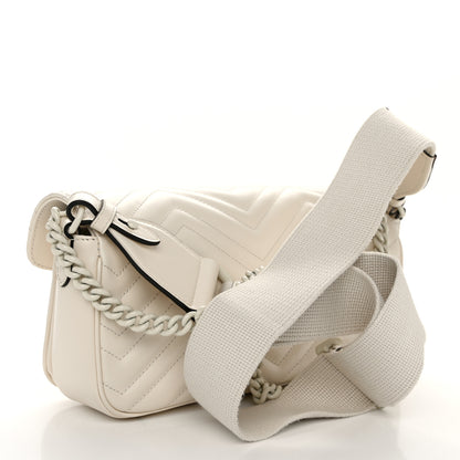 Gucci Calfskin Matelasse Monochrome GG Marmont Crossbody Shoulder Bag White 3 of 11