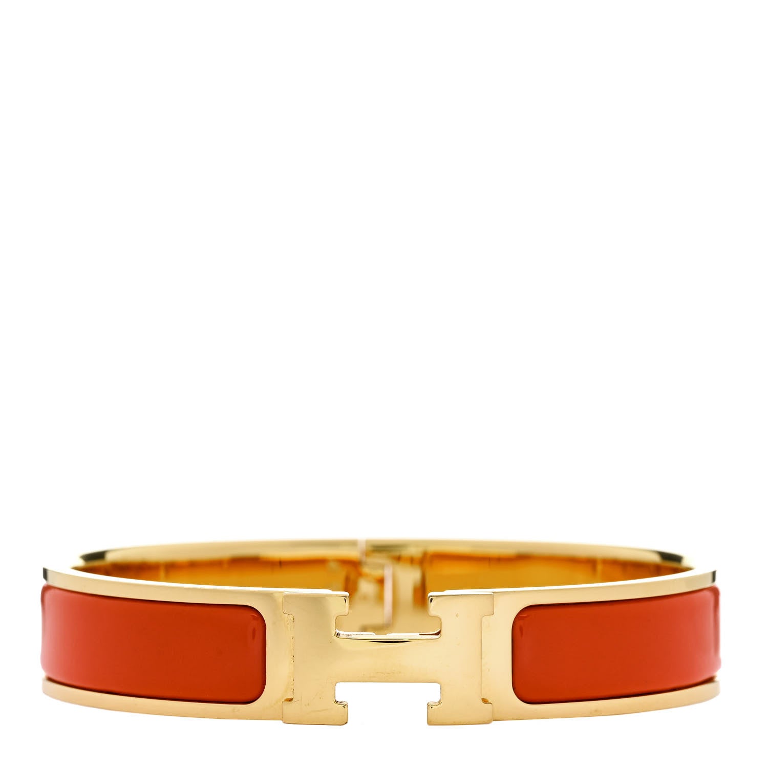 Hermes Enamel Narrow Clic Clac H Bracelet GM Orange 1 of 4