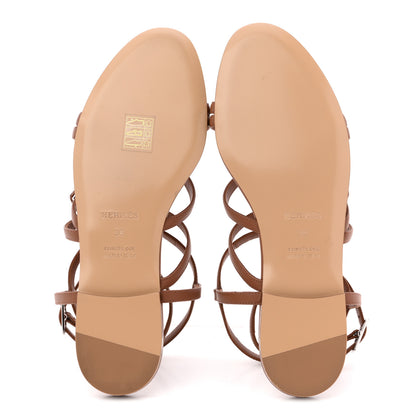 Hermes Calfskin Lullaby Sandals 38 Gold 6 of 9