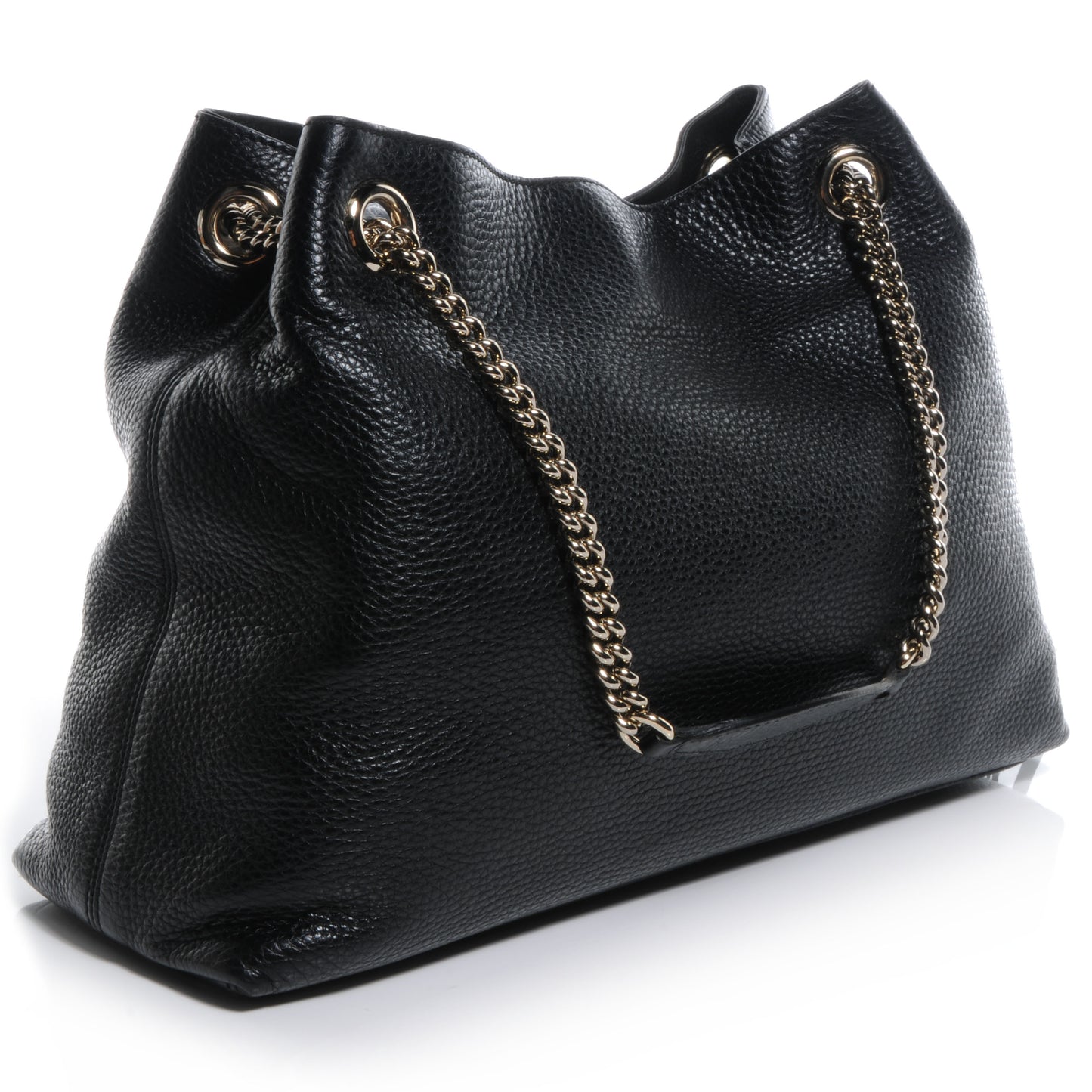 Pebbled Calfskin Medium Soho Chain Shoulder Bag Black