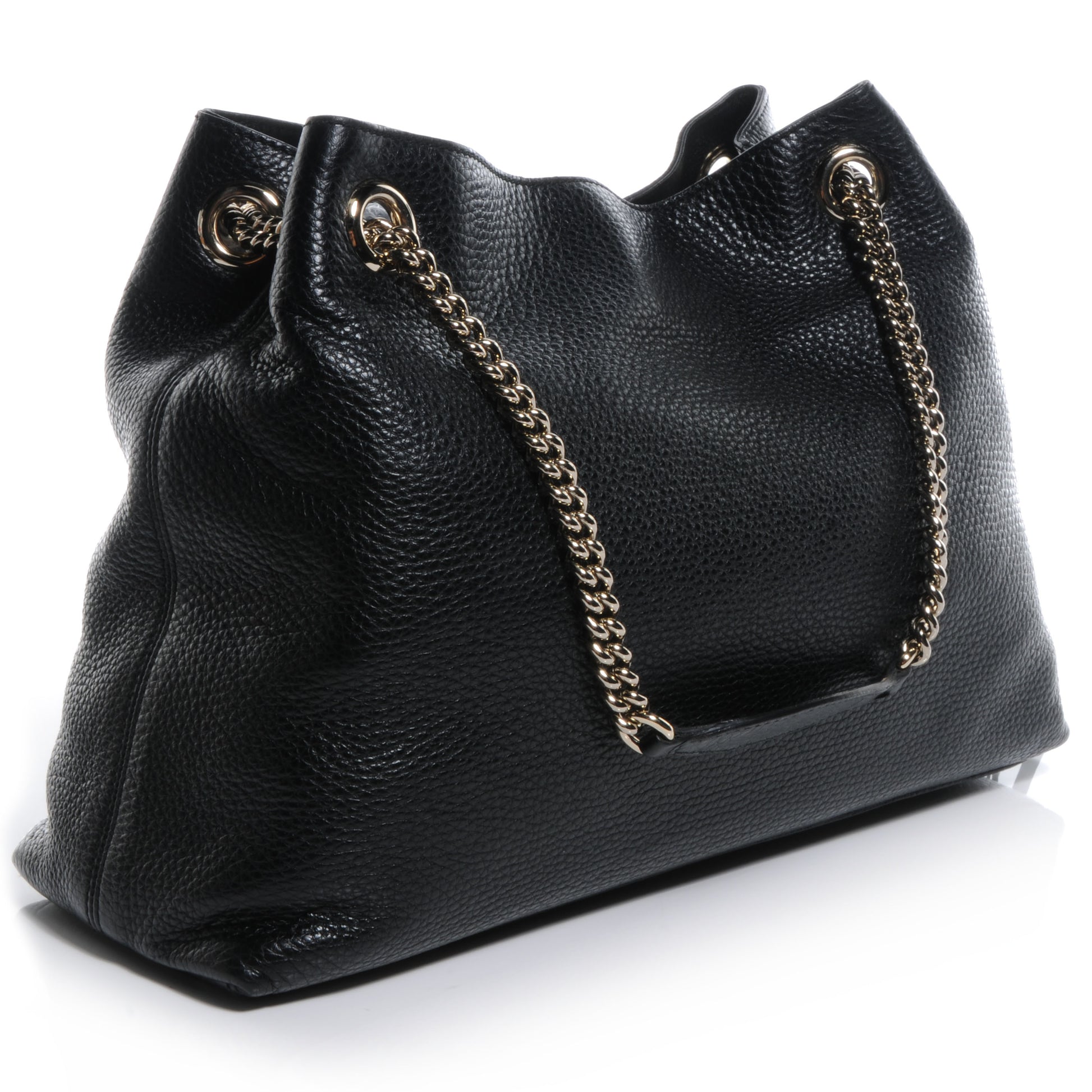 Gucci Pebbled Calfskin Medium Soho Chain Shoulder Bag Black 3 of 7
