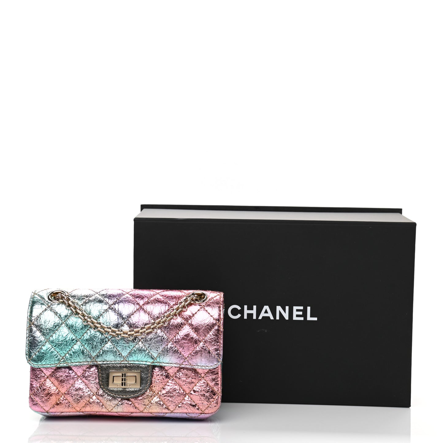 Metallic Goatskin Quilted Mini 2.55 Reissue Flap Multicolor