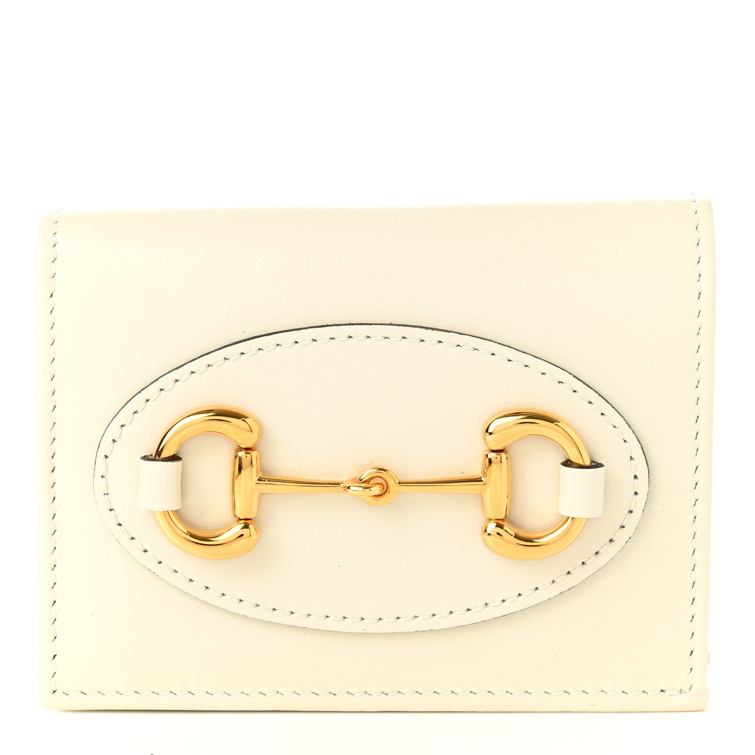 Gucci Boarded Plutone Calfskin Horsebit 1955 Card Case Wallet Mystic White 1 of 8