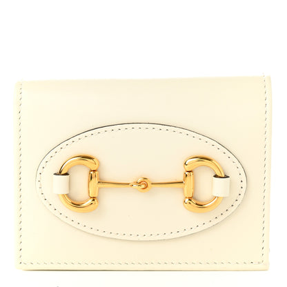 Gucci Boarded Plutone Calfskin Horsebit 1955 Card Case Wallet Mystic White 1 of 8