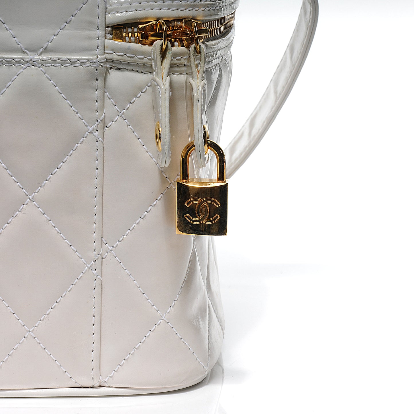 Quilted Leather CC Vanity Cosmetic Case White