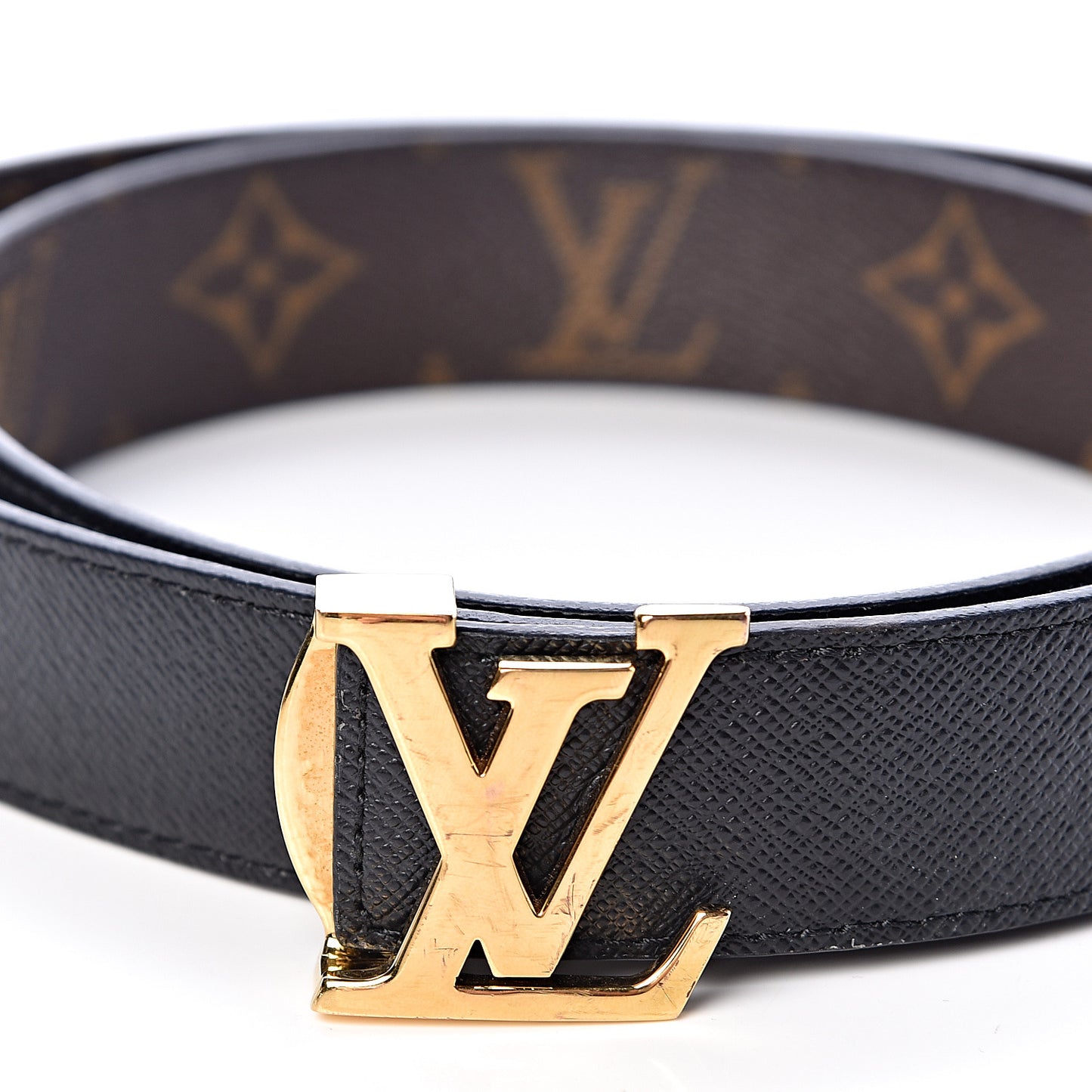 Calfskin Monogram 30mm LV Initiales Reversible Belt 90 36 Black