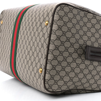 Gucci GG Supreme Monogram Textured Dollar Calfskin Web Large Savoy Duffle Bag Beige Ebony New Acero 9 of 10