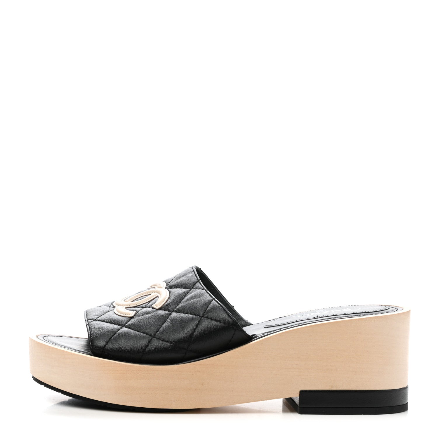 Chanel Lambskin CC Flat Slide Sandals 38 Black 1 of 9