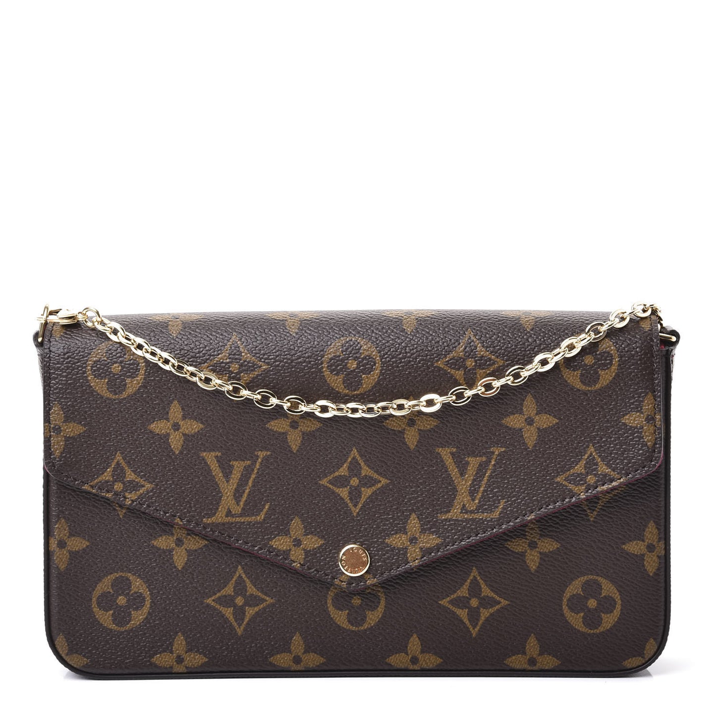 Monogram Pochette Felicie Chain Wallet Fuchsia