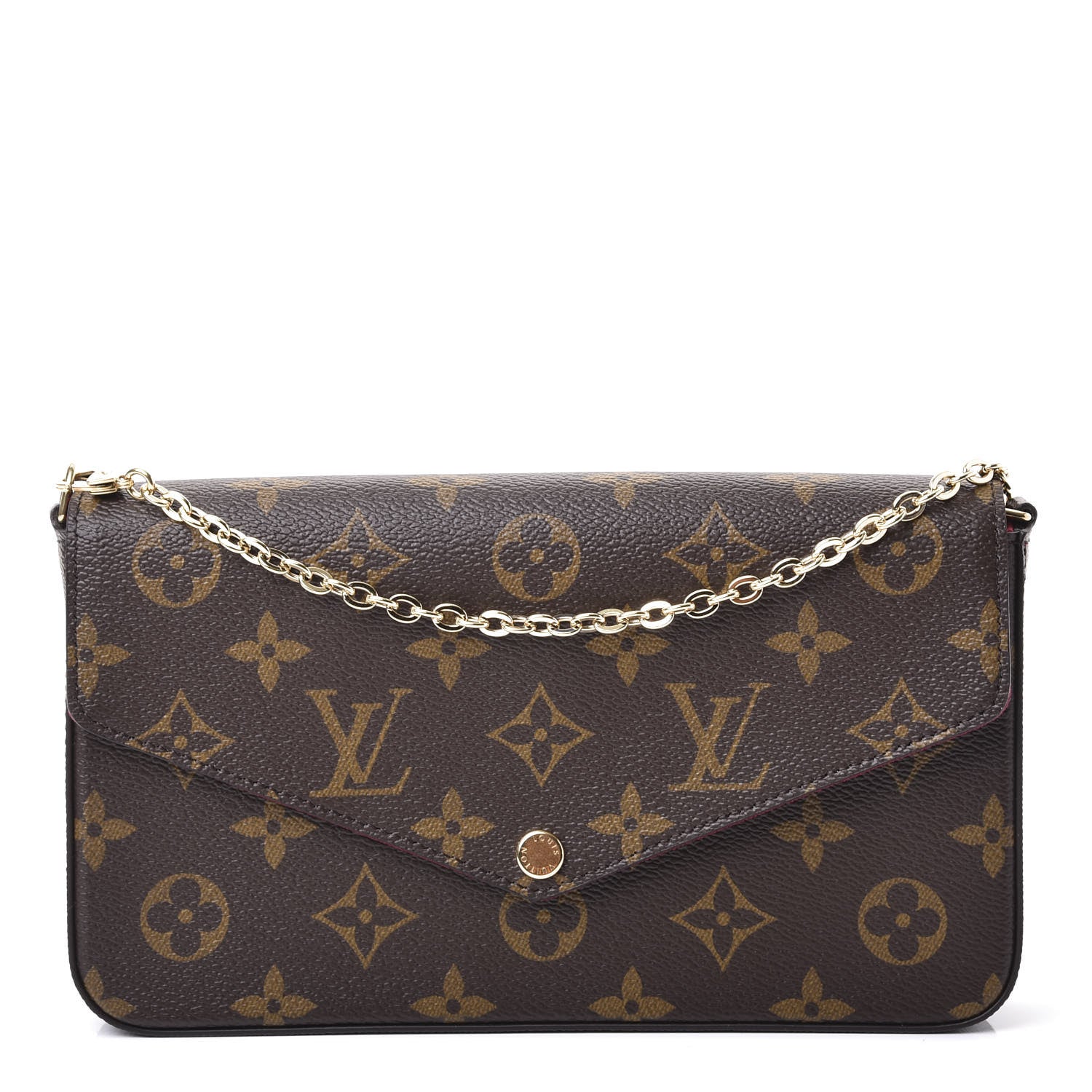 Louis Vuitton Monogram Pochette Felicie Chain Wallet Fuchsia 1 of 10
