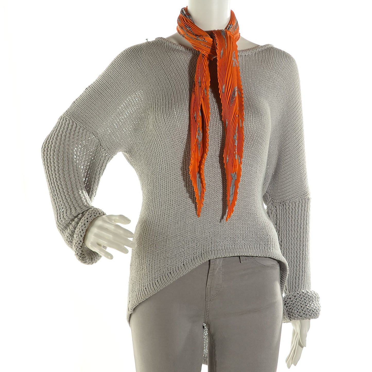 Silk Plisse Les Cles Scarf 90 Orange