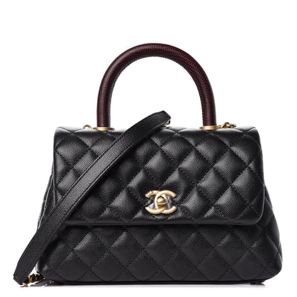 Chanel Caviar Lizard Embossed Quilted Mini Coco Handle Flap Black 1 of 10
