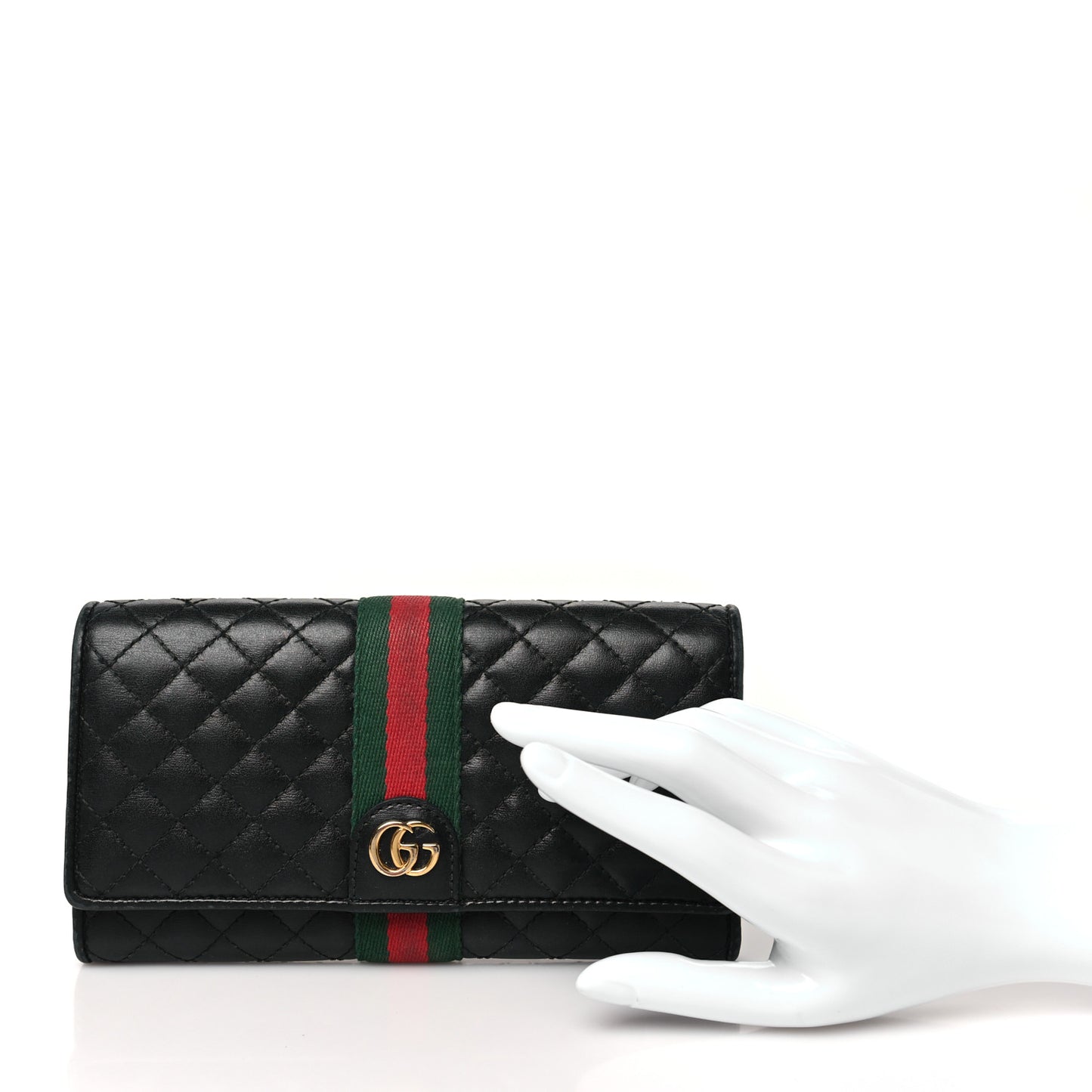 Calfskin Web Trapuntata GG Continental Wallet Black