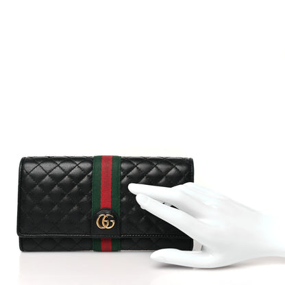 Gucci Calfskin Web Trapuntata GG Continental Wallet Black 2 of 12