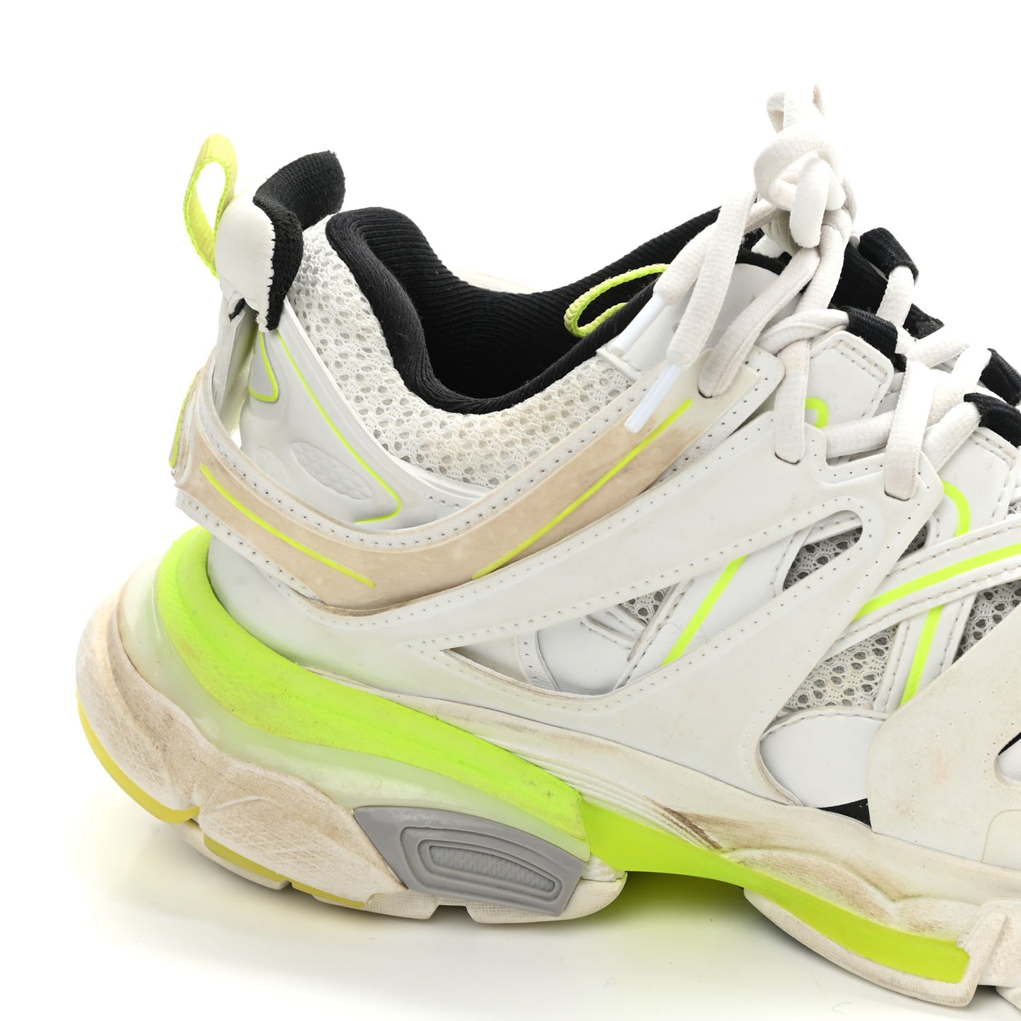 Mesh Nylon Worn Out Effect Womens Track Sneakers 39 White Fluo Yellow