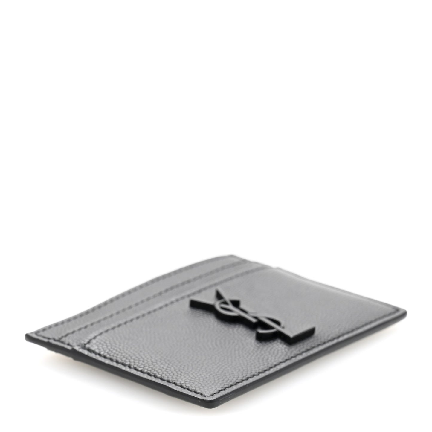 Grain De Poudre Matelasse Chevron Monochrome Monogram Credit Card Case Black