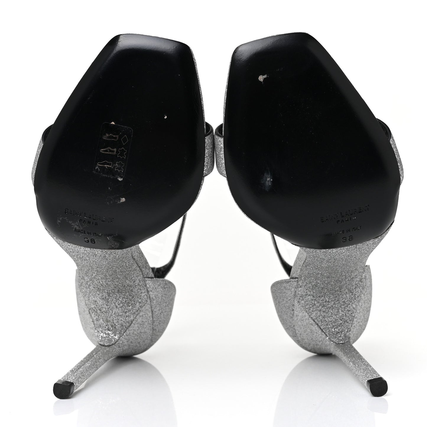 Glitter Amber 105 Ankle Strap Sandals 38 Silver