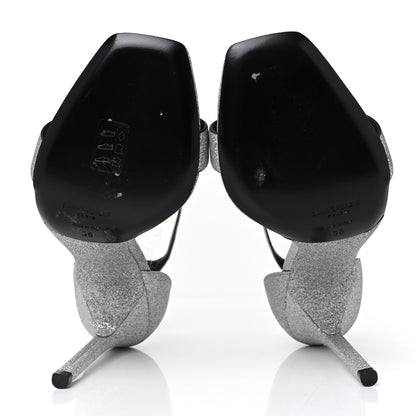 Saint Laurent Glitter Amber 105 Ankle Strap Sandals 38 Silver 5 of 9