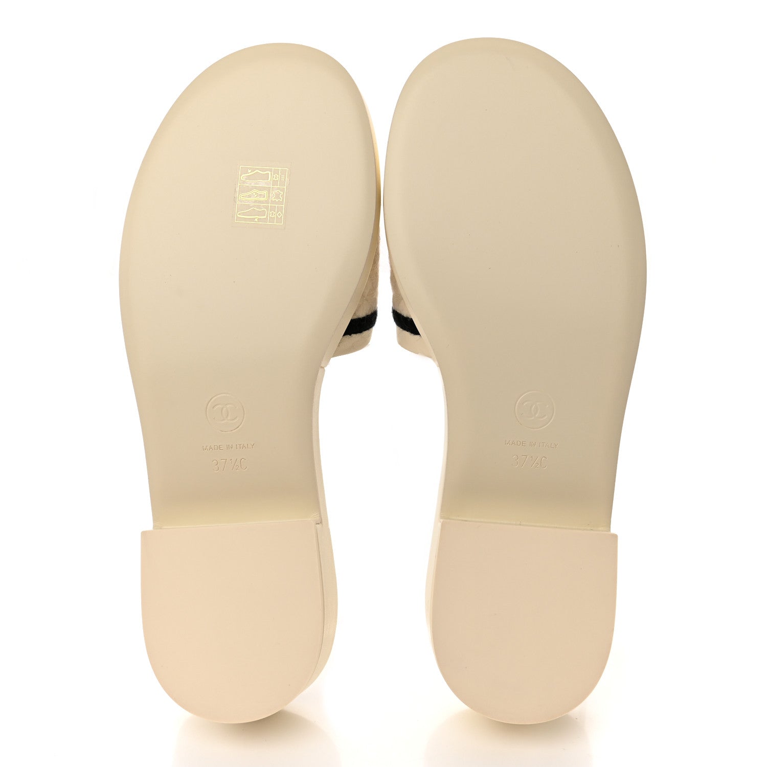 Chanel Lambskin Embroidered Logo Mules 37.5 Ivory Black 5 of 9