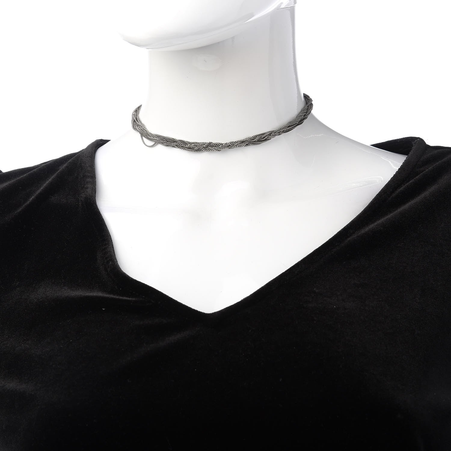 Saint Laurent Lou Lou Twisted Chains Necklace Silver 2 of 4