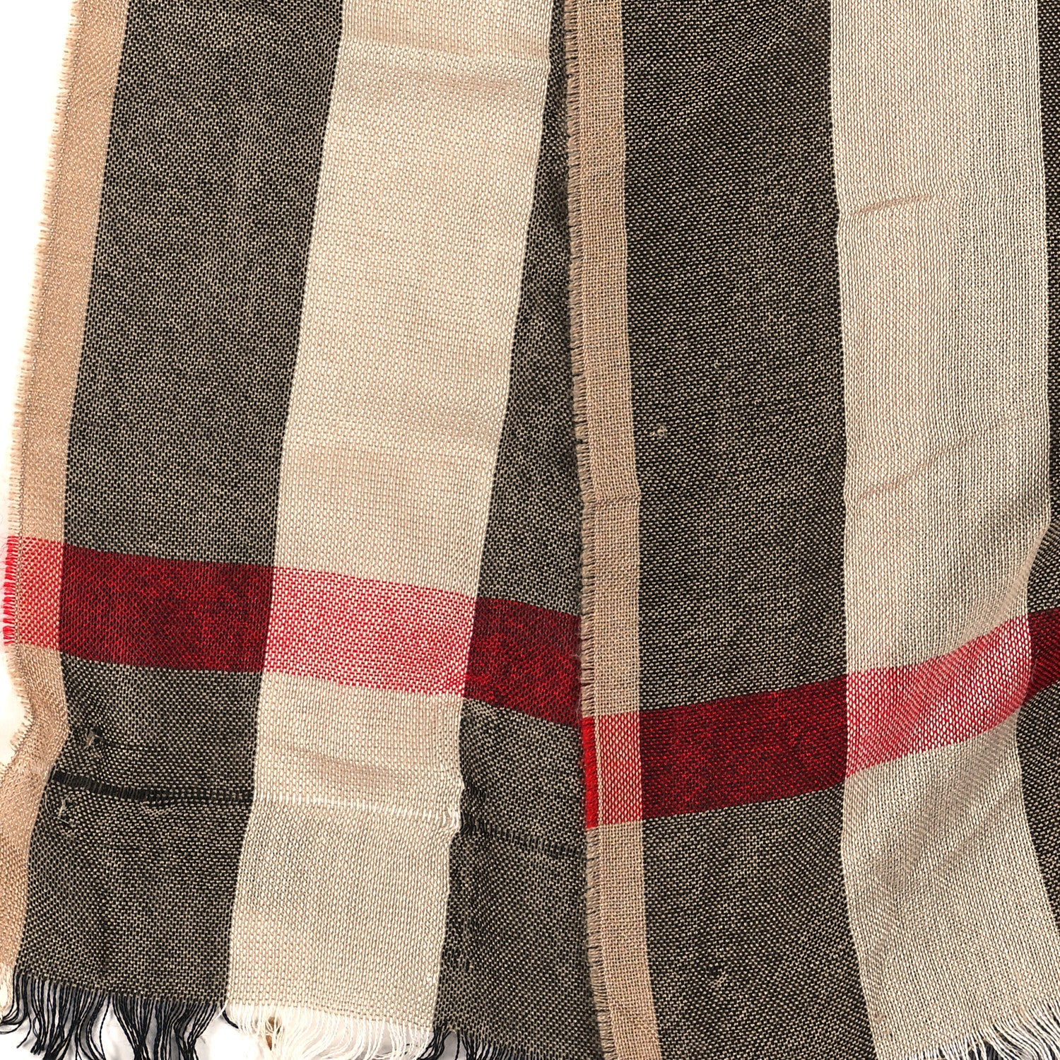 Burberry Silk Cashmere Giant Check Lightweight Scarf Camel 5 of 5