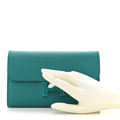 Hermes Epsom Enamel Constance Long Wallet Bleu Paon 2 of 10