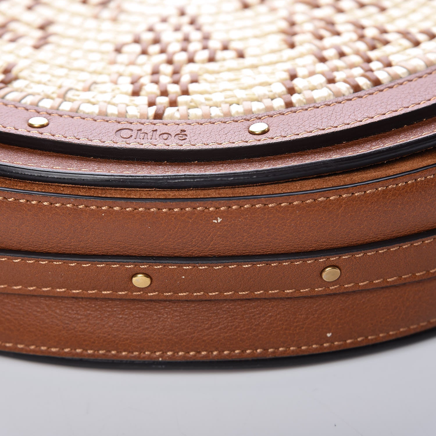 Chloe Calfskin Suede Raffia Medium Pixie Bag Caramel 12 of 14