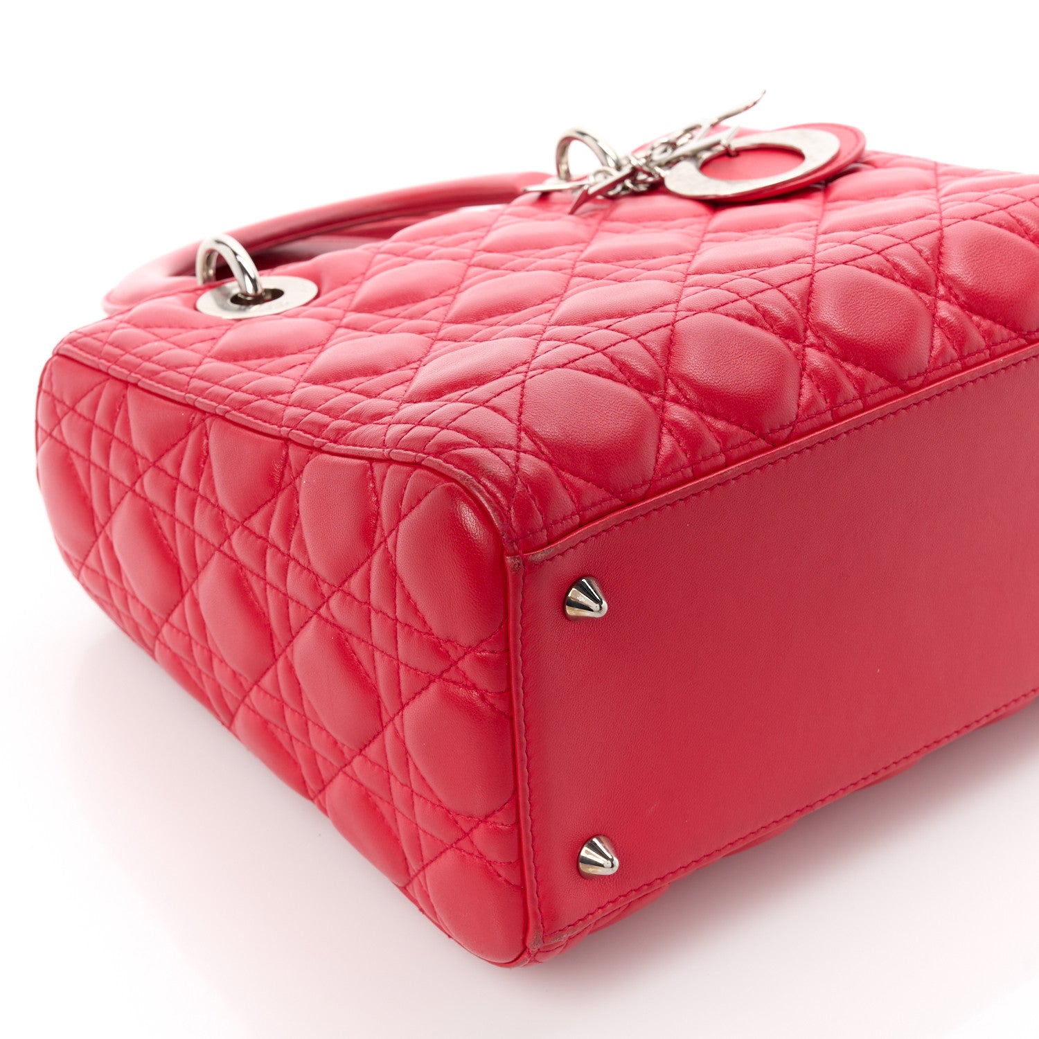 Christian Dior Lambskin Cannage Medium Lady Dior Red 10 of 11