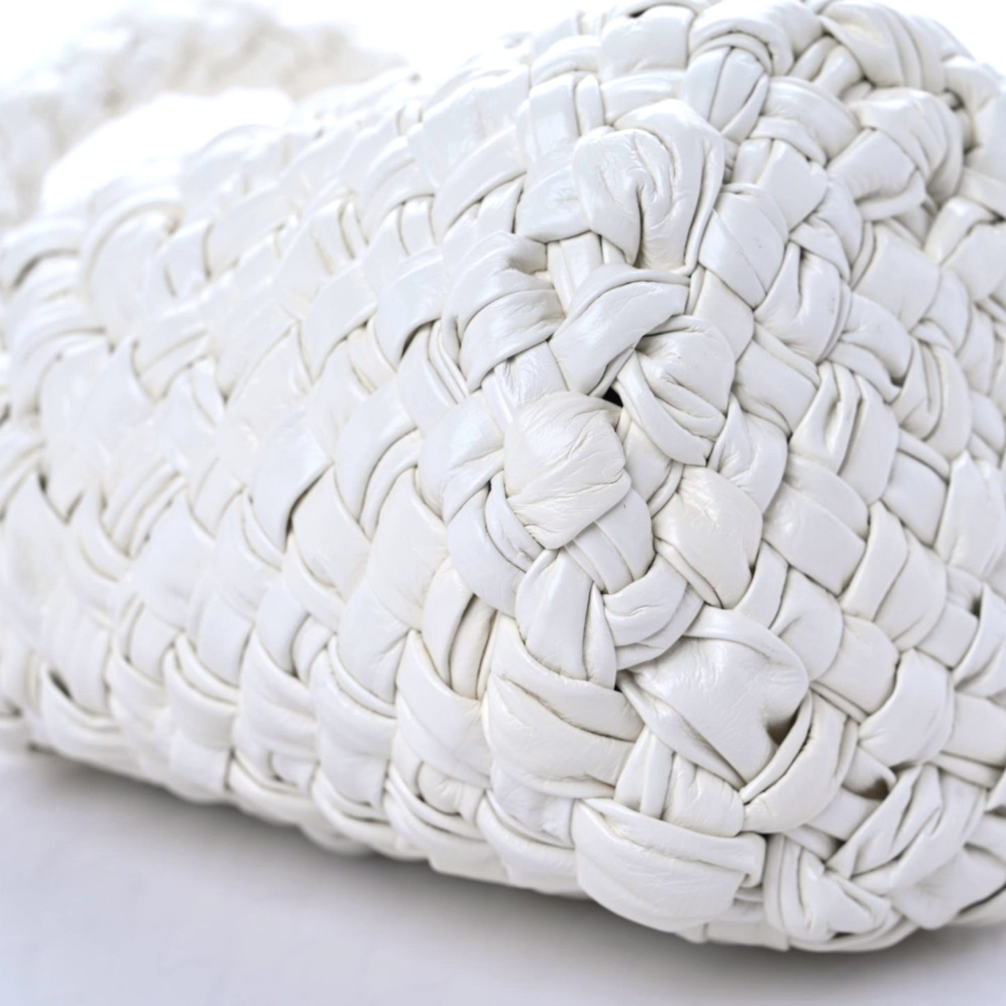 Calfskin Intrecciato Small Foulard Kalimero Bucket Bag Bone