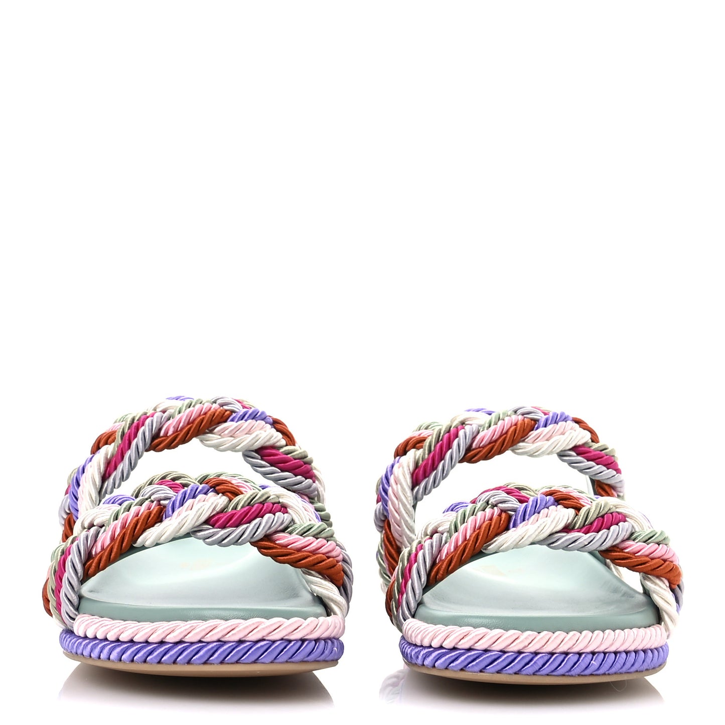 Silk Cord Rockstud Slide Sandals 38 Morning