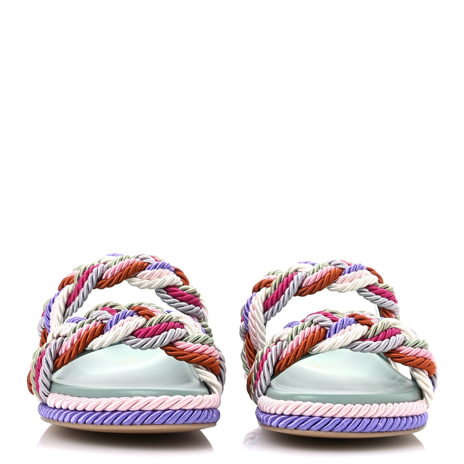 Valentino Garavani Silk Cord Rockstud Slide Sandals 38 Morning 3 of 10