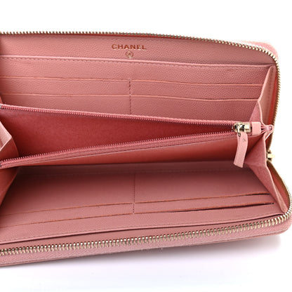 Chanel Caviar Camellia Embossed Zip Around Large Gusset Wallet Nude 4 of 4