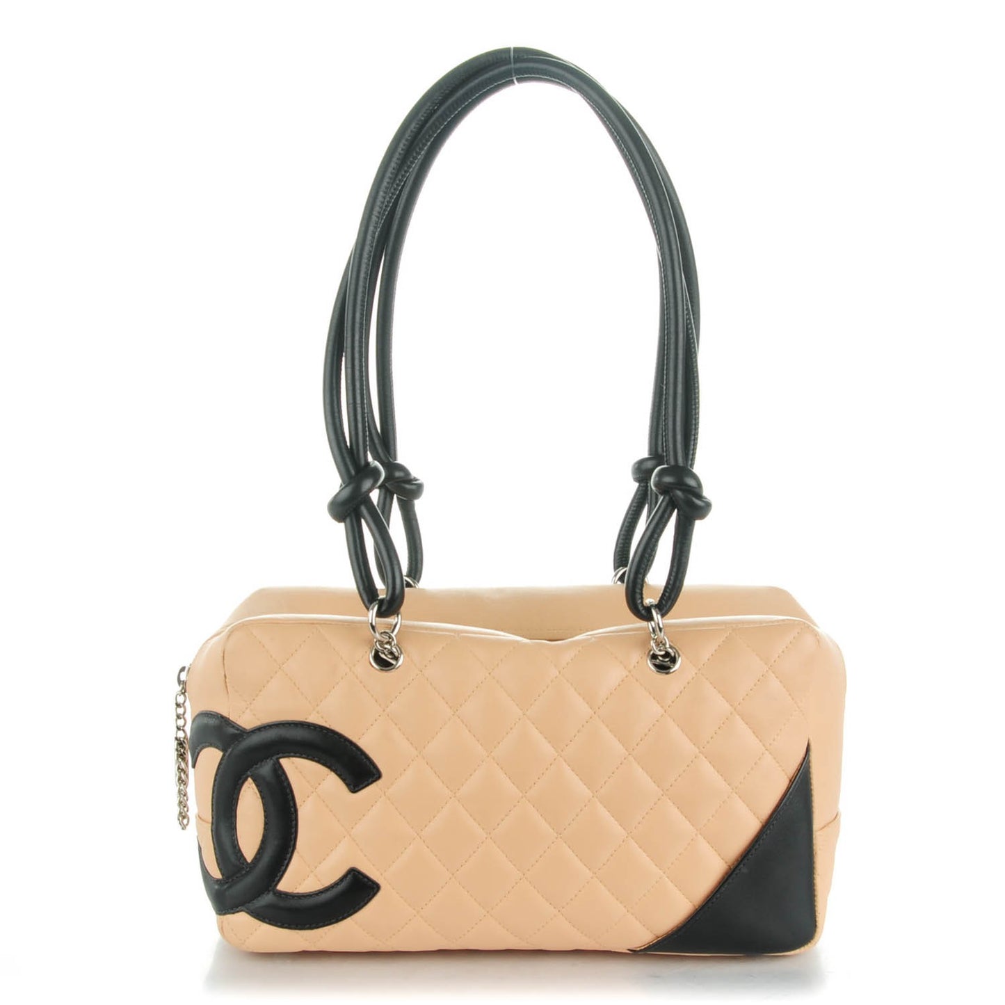 Calfskin Quilted Large Cambon Bowler Beige Black