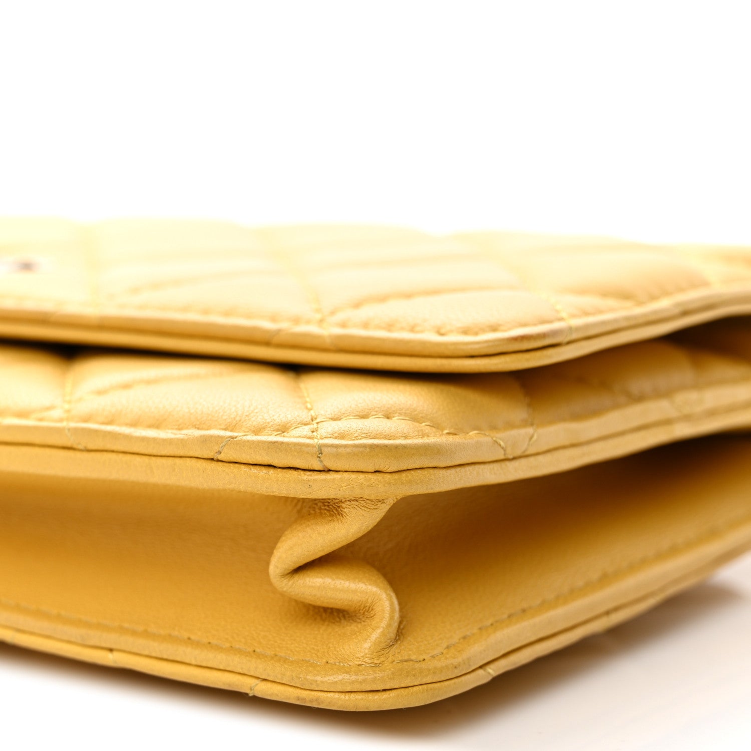 Chanel Lambskin Quilted Wallet On Chain WOC Yellow 1886721