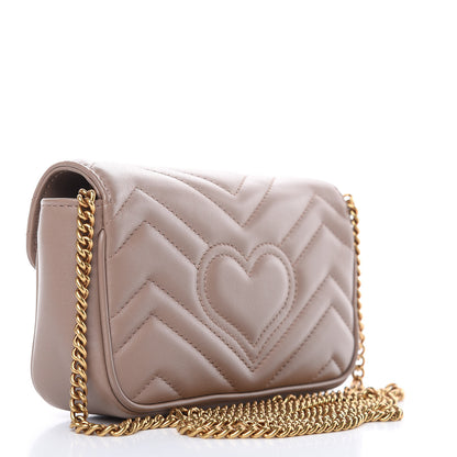 Gucci Calfskin Matelasse Super Mini GG Marmont Shoulder Bag Porcelain Rose 3 of 10