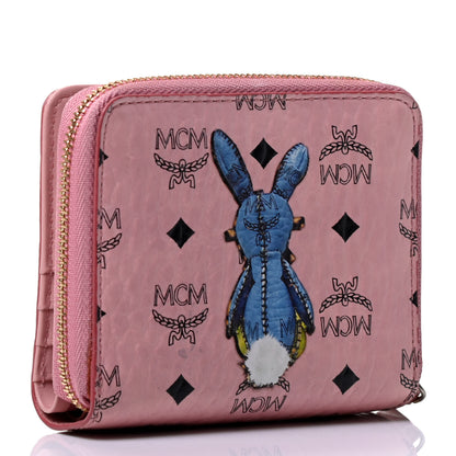 MCM Visetos Rabbit Zip Around Wallet Pink 2 of 4