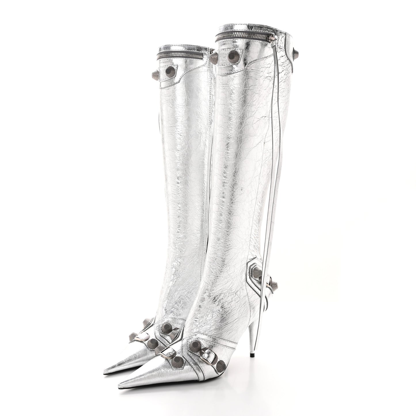 Metallic Agneau Arena Cagole 90mm Boots 37 Silver