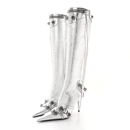 Balenciaga Metallic Agneau Arena Cagole 90mm Boots 37 Silver 3 of 12
